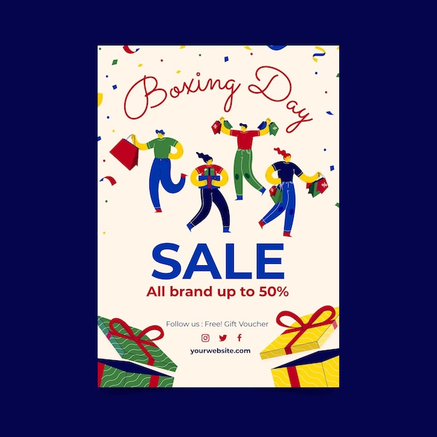 Vecteur gratuit modèle d'affiche verticale de vente de boxe plat dessiné à la main