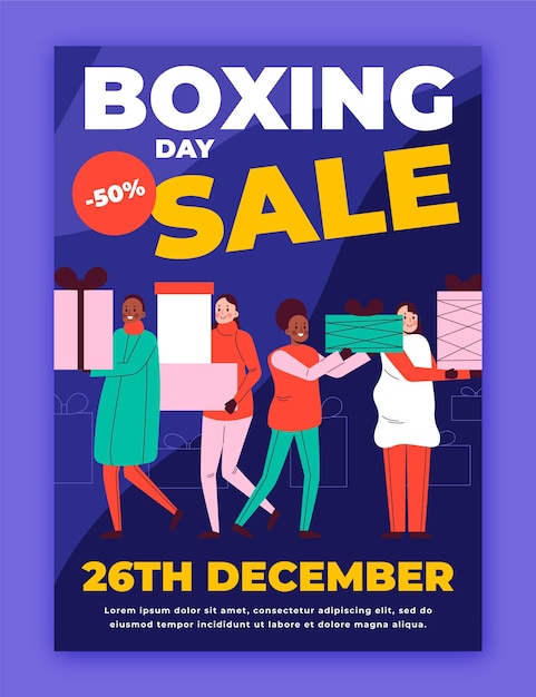 Vecteur gratuit modèle d'affiche verticale de vente de boxe plat dessiné à la main