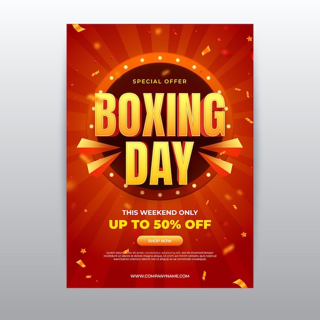 Vecteur gratuit modèle d'affiche verticale de vente de boxe réaliste