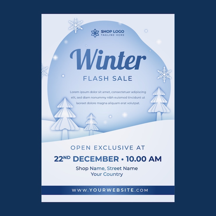 Vecteur gratuit modèle d'affiche verticale de vente de saison d'hiver