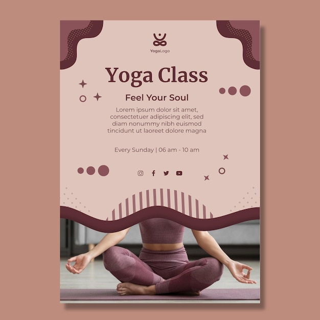 Modèle d'affiche verticale de yoga à la maison