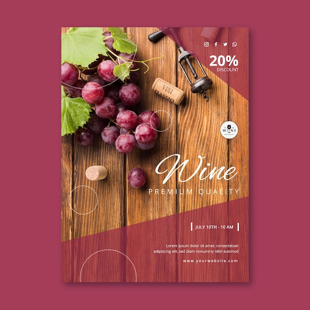 Vecteur gratuit modèle d'affiche de vin