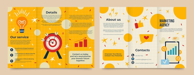 Vecteur gratuit modèle d'agence de marketing dessiné à la main