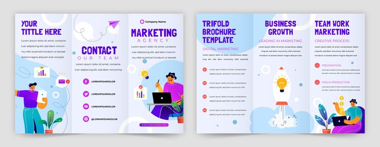 Vecteur gratuit modèle d'agence de marketing dessiné à la main