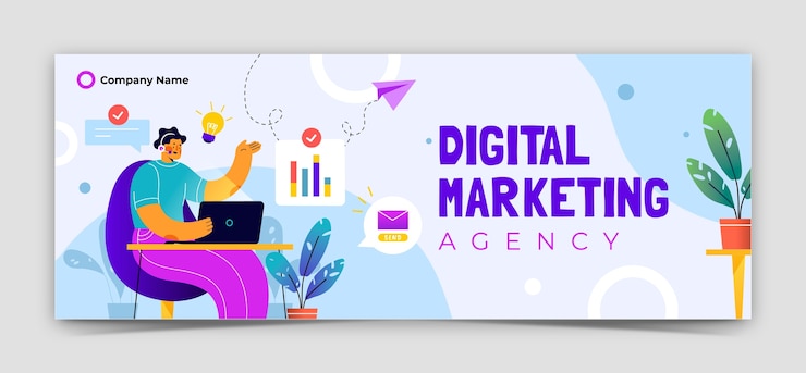 Vecteur gratuit modèle d'agence de marketing dessiné à la main