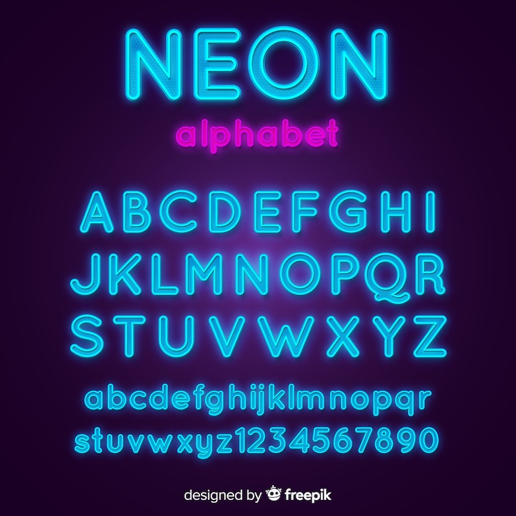 Vecteur gratuit modèle d&#39;alphabet néon