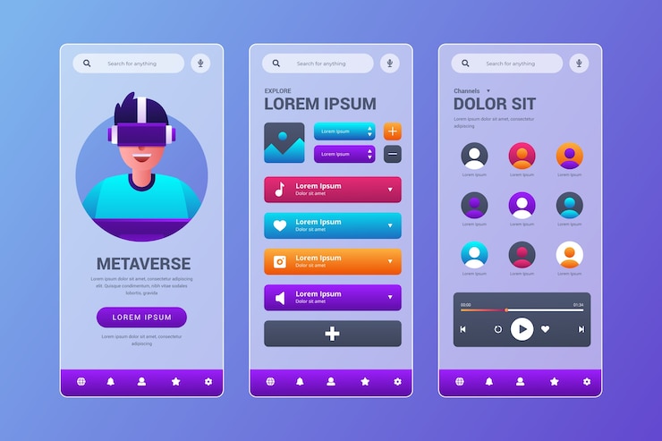 Vecteur gratuit modèle d'application mobile de glassmorphisme réaliste