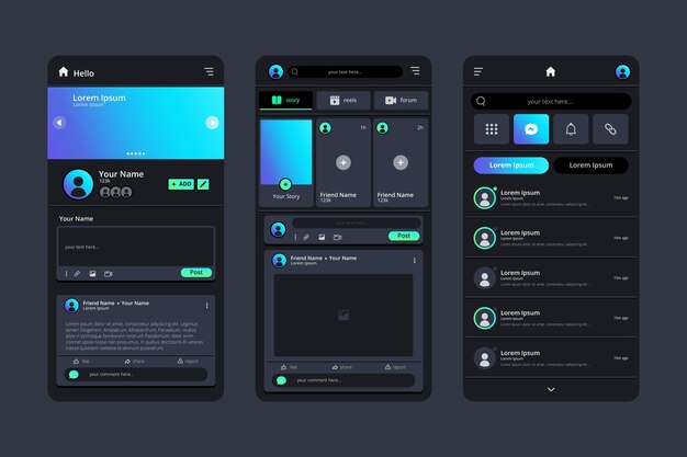 Modèle d'application en mode sombre dégradé