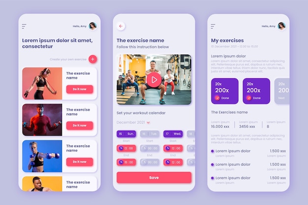 Modèle d'application de suivi d'entraînement