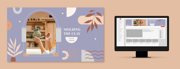Modèle d'art de chaîne youtube atelier dessiné à la main