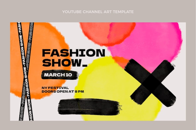 Vecteur gratuit modèle d'art de chaîne youtube de défilé de mode design plat