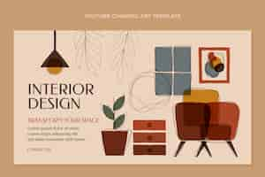 Vecteur gratuit modèle d'art de chaîne youtube design d'intérieur design plat