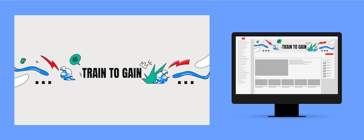 Vecteur gratuit modèle d'art de la chaîne youtube d'entraînement en salle de sport