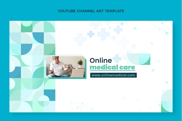 Vecteur gratuit modèle d'art de chaîne youtube médicale design plat