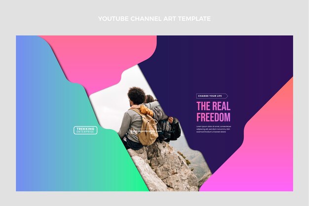 Modèle d'art de chaîne youtube de trekking dégradé