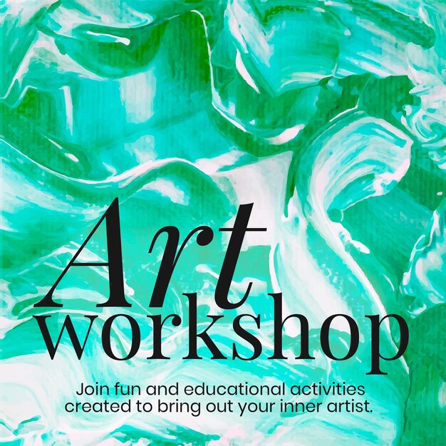 Modèle d'art de peinture acrylique vecteur publication de médias sociaux créatifs esthétique vert