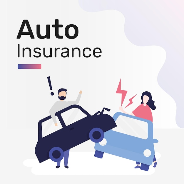 Vecteur gratuit modèle d'assurance automobile pour publication sur les réseaux sociaux