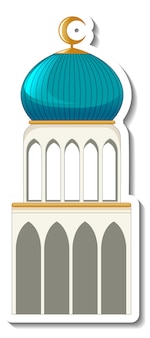 Un modèle d'autocollant avec le bâtiment de la mosquée isolé