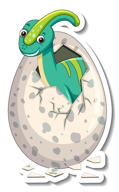 Un Modèle D'autocollant Avec Un Bébé Dinosaure éclos D'un œuf