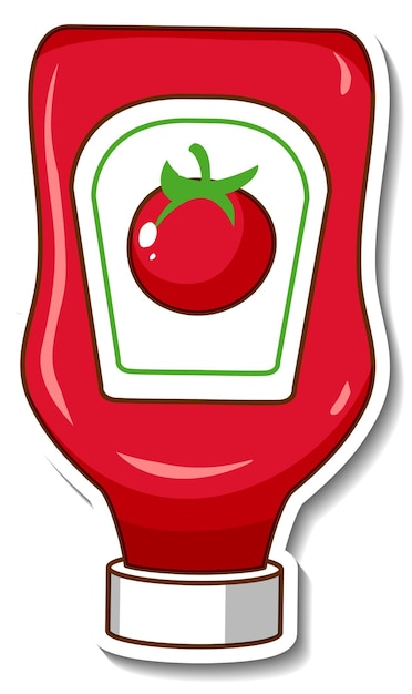 Vecteur gratuit un modèle d'autocollant avec une bouteille de ketchup