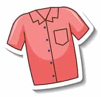 Vecteur gratuit un modèle d'autocollant avec le devant de la chemise rose isolé
