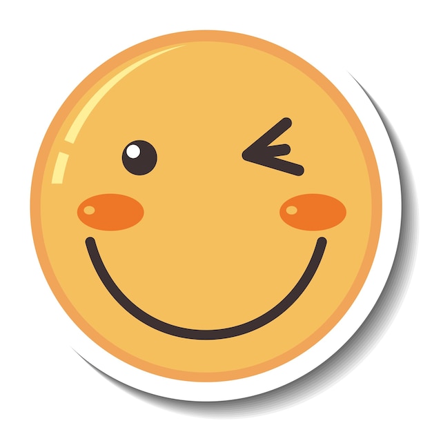 Un modèle d'autocollant avec emoji visage souriant isolé