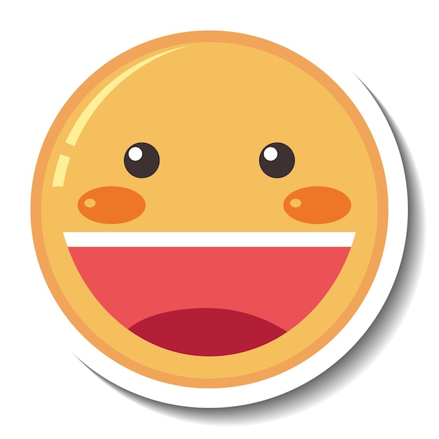 Vecteur gratuit un modèle d'autocollant avec emoji visage souriant isolé