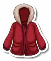 Vecteur gratuit un modèle d'autocollant avec manteau d'hiver rouge isolé