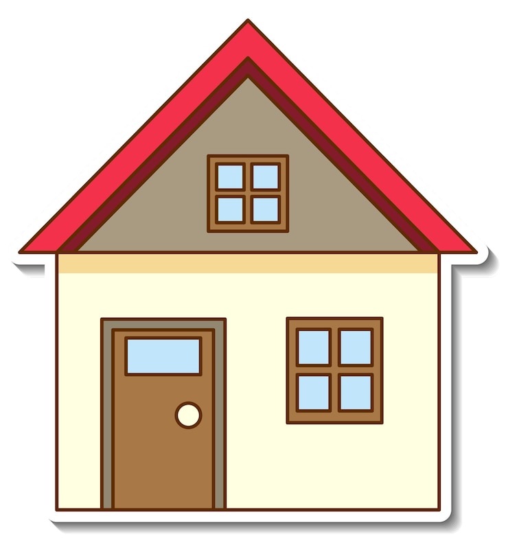 Vecteur gratuit un modèle d'autocollant avec mini maison isolée