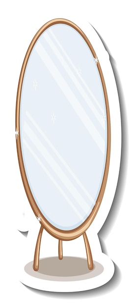 Vecteur gratuit un modèle d'autocollant d'un miroir debout isolé