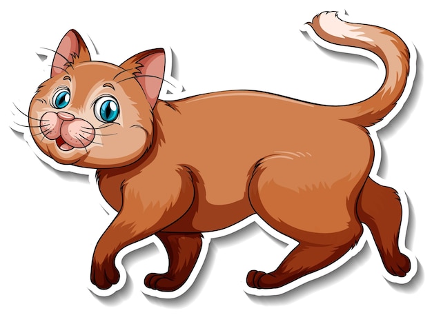 Un modèle d'autocollant de personnage de dessin animé de chat