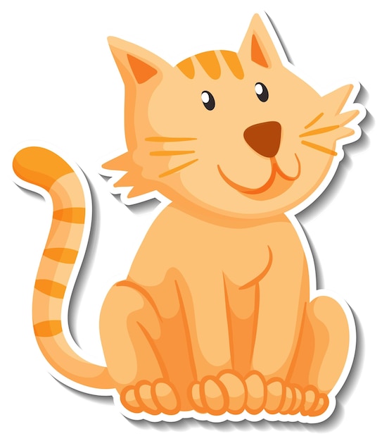 Vecteur gratuit un modèle d'autocollant de personnage de dessin animé de chat