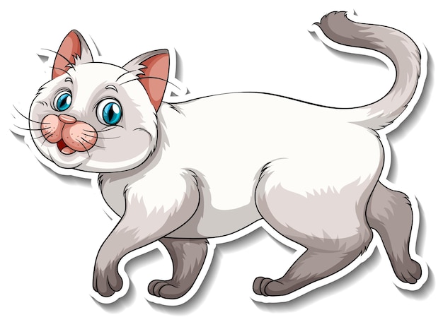 Vecteur gratuit un modèle d'autocollant de personnage de dessin animé de chat
