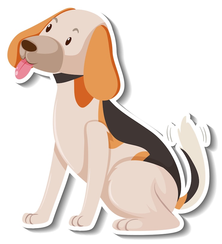 Vecteur gratuit un modèle d'autocollant de personnage de dessin animé de chien