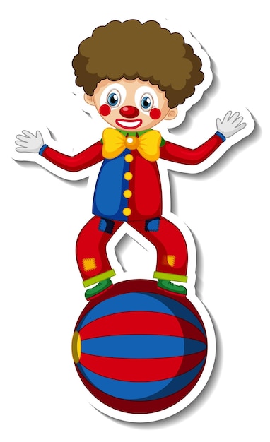 Vecteur gratuit modèle d'autocollant avec personnage de dessin animé de clown heureux