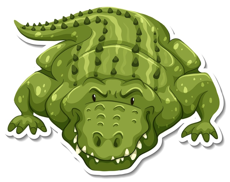 Vecteur gratuit un modèle d'autocollant de personnage de dessin animé de crocodile