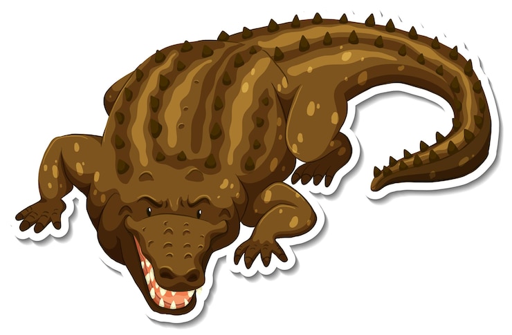 Vecteur gratuit un modèle d'autocollant de personnage de dessin animé de crocodile