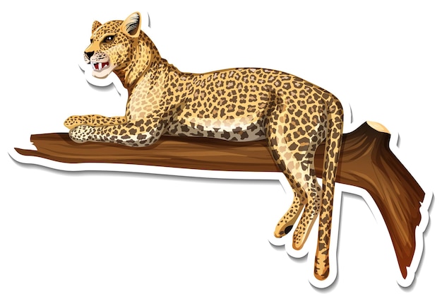 Vecteur gratuit un modèle d'autocollant de personnage de dessin animé léopard