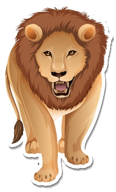 Vecteur gratuit un modèle d'autocollant de personnage de dessin animé de lion