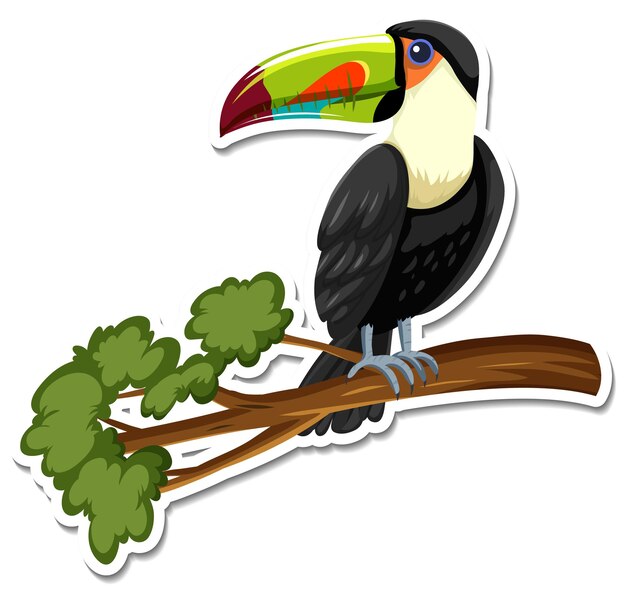 Un modèle d'autocollant de personnage de dessin animé toucan
