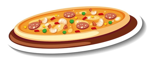 Vecteur gratuit modèle d'autocollant avec pizza isolé