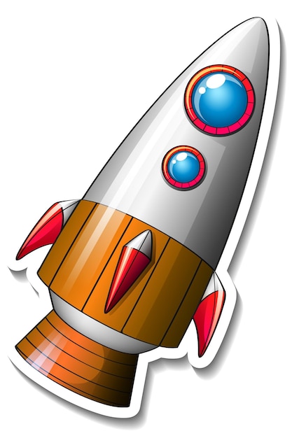 Vecteur gratuit un modèle d'autocollant avec rocket ship cartoon isolé