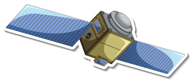 Un Modèle D'autocollant Avec Satellite En Style Cartoon