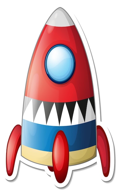 Vecteur gratuit un modèle d'autocollant avec space ship cartoon isolé