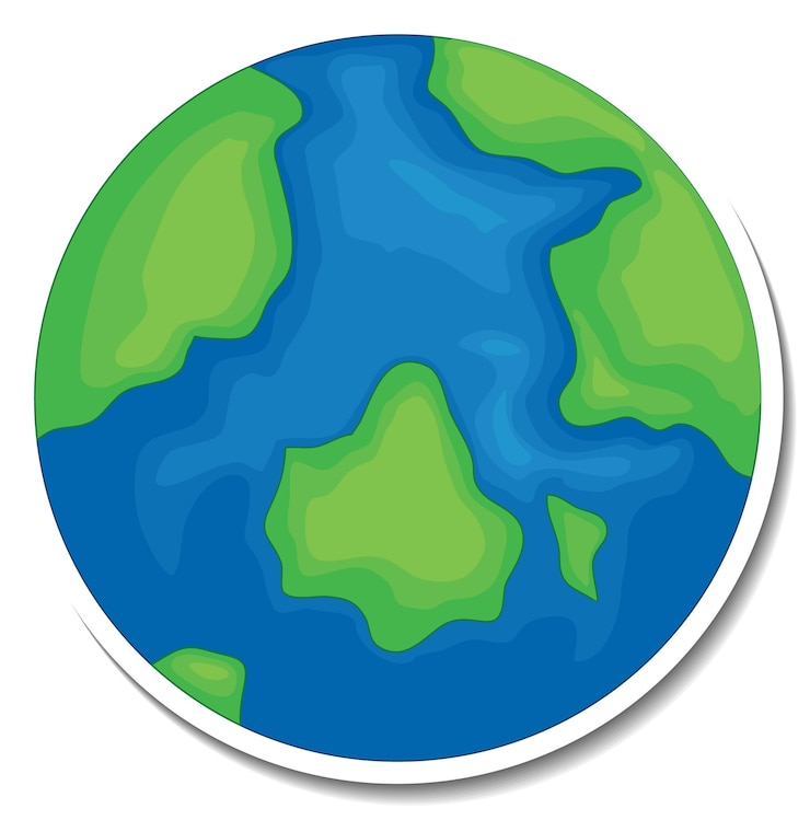 Vecteur gratuit un modèle d'autocollant avec la terre en style cartoon isolé