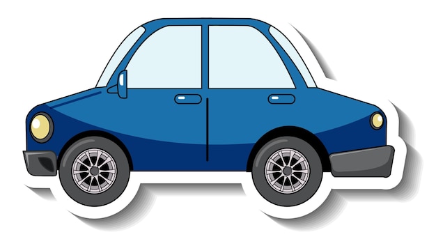 Vecteur gratuit modèle d'autocollant avec une voiture bleue isolée