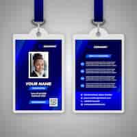 Vecteur gratuit modèle de badge d'identité abstrait avec photo