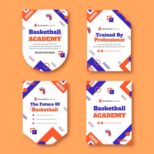 Vecteur gratuit modèle de badges de basket-ball