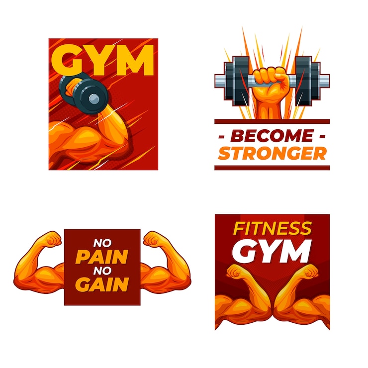 Vecteur gratuit modèle de badges de gym design plat