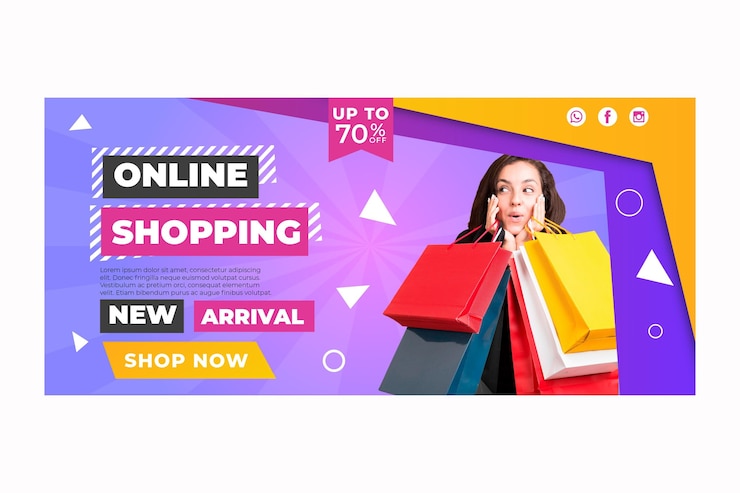 Vecteur gratuit modèle de bannière d'achat en ligne